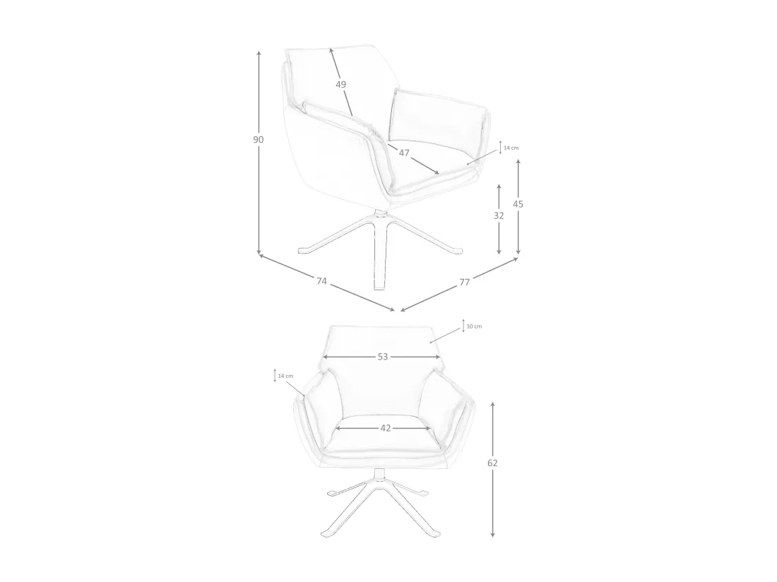 Fauteuil pivotant en cuir gris foncé 5125 ANGEL CERDA