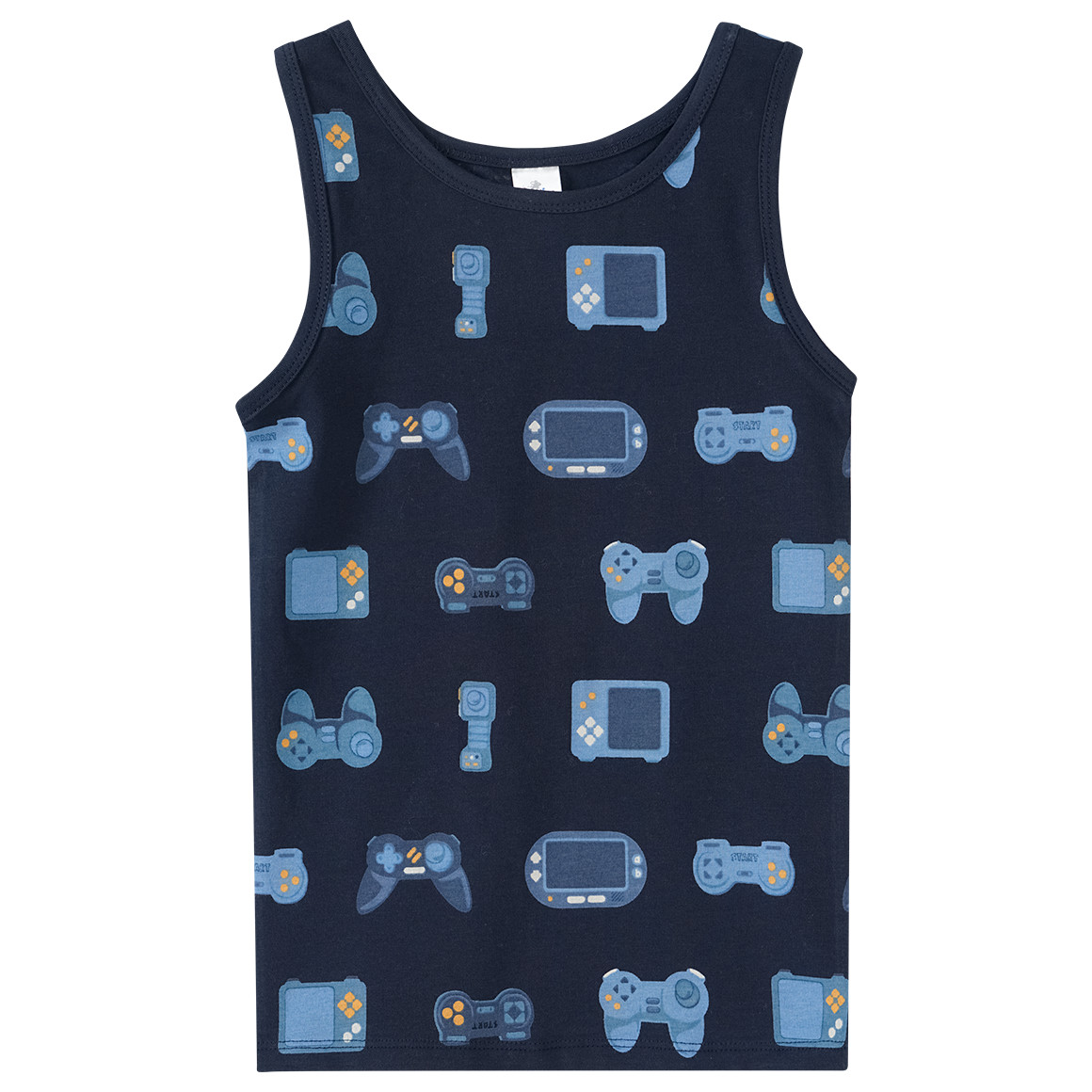 Topolino 2 Jungen Unterhemden mit Gaming-Allover blau / dunkelblau
