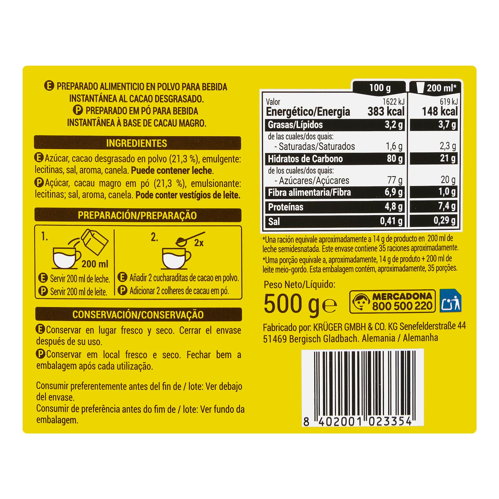 Cacao soluble instantané Hacendado