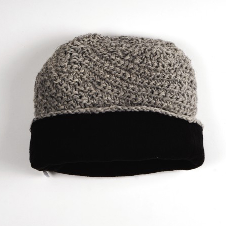 Handgestrickte Wollmütze 'Beanie', grau-braun günstig bestellen