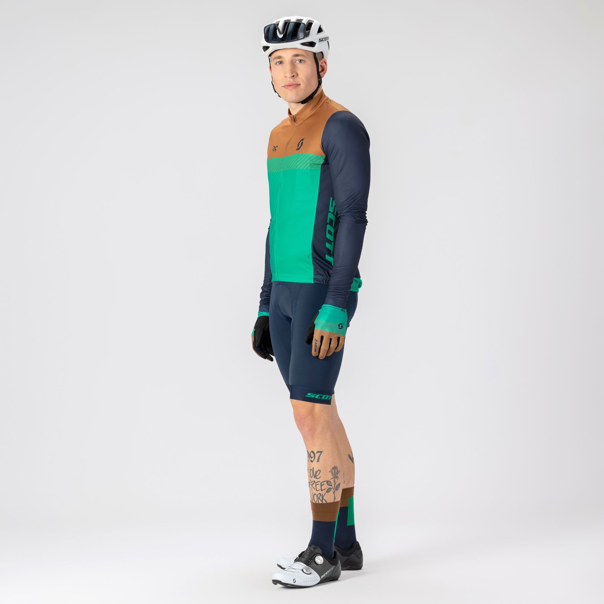 SCOTT RC Team langærmet cykeltrøje bread brown/amazon green herre