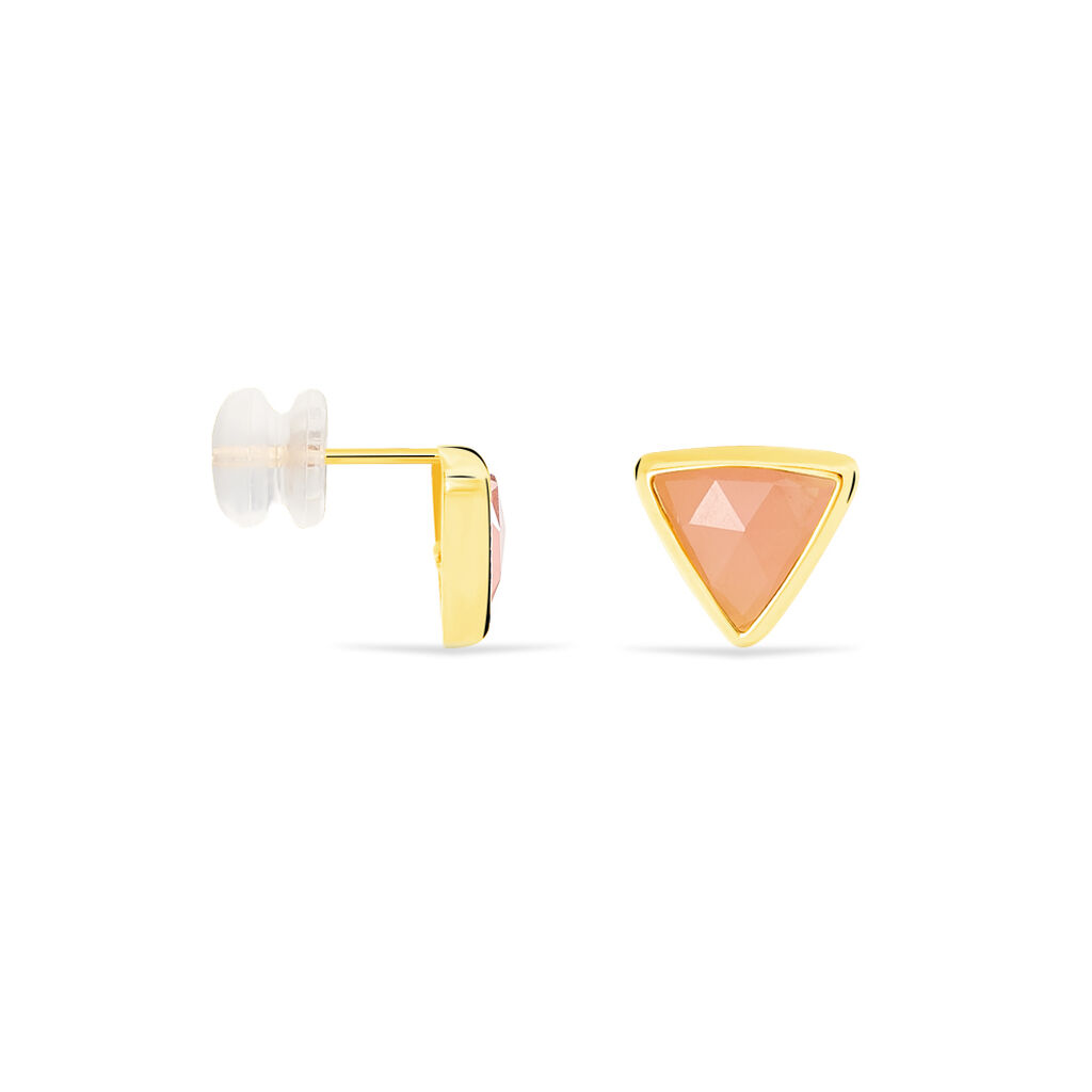 Boucles D'oreilles Puces Juliete Or Jaune Calcedoine