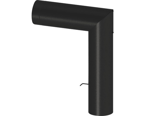 Jeremias Iso-Line hoekbuis met 15 mm isolatie, met deur en smoorklep, 70x50xm Ø150 zwart.