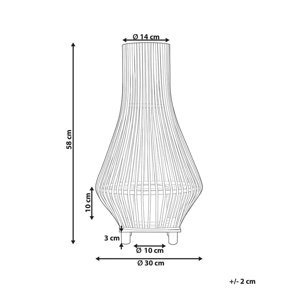 LEYTE - Lantaarn - Lichthout - 58 cm - Wilgenhout