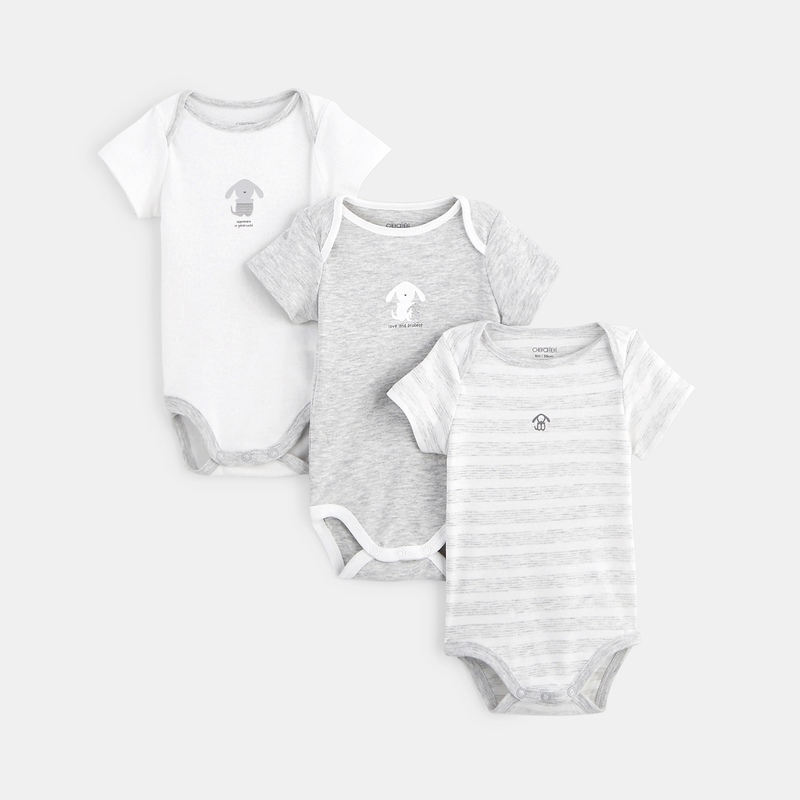Body manches courtes col US (par 3) blanc naissance