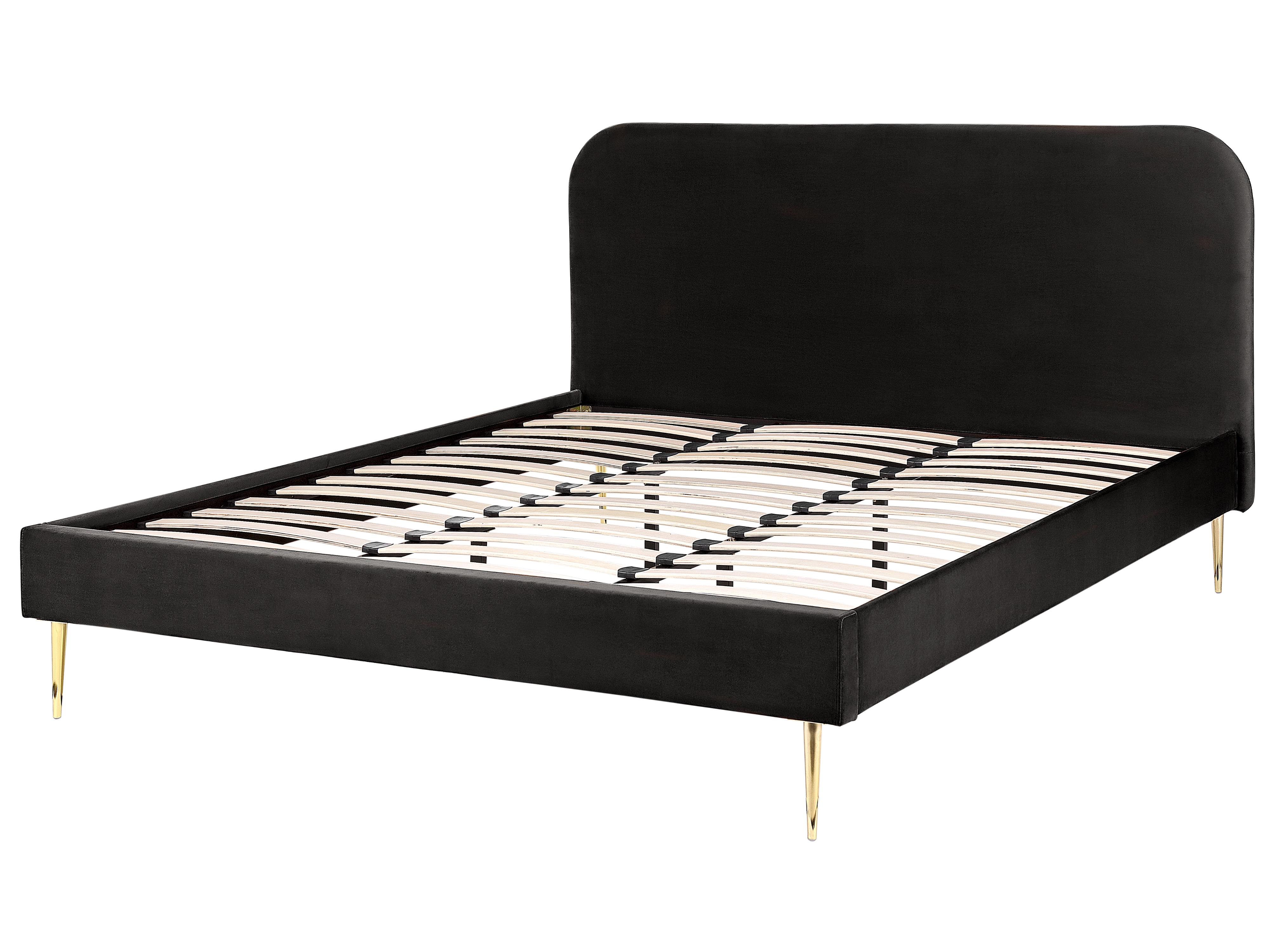 Bed Fluweel FLAYAT 180 x 200 cm Zwart