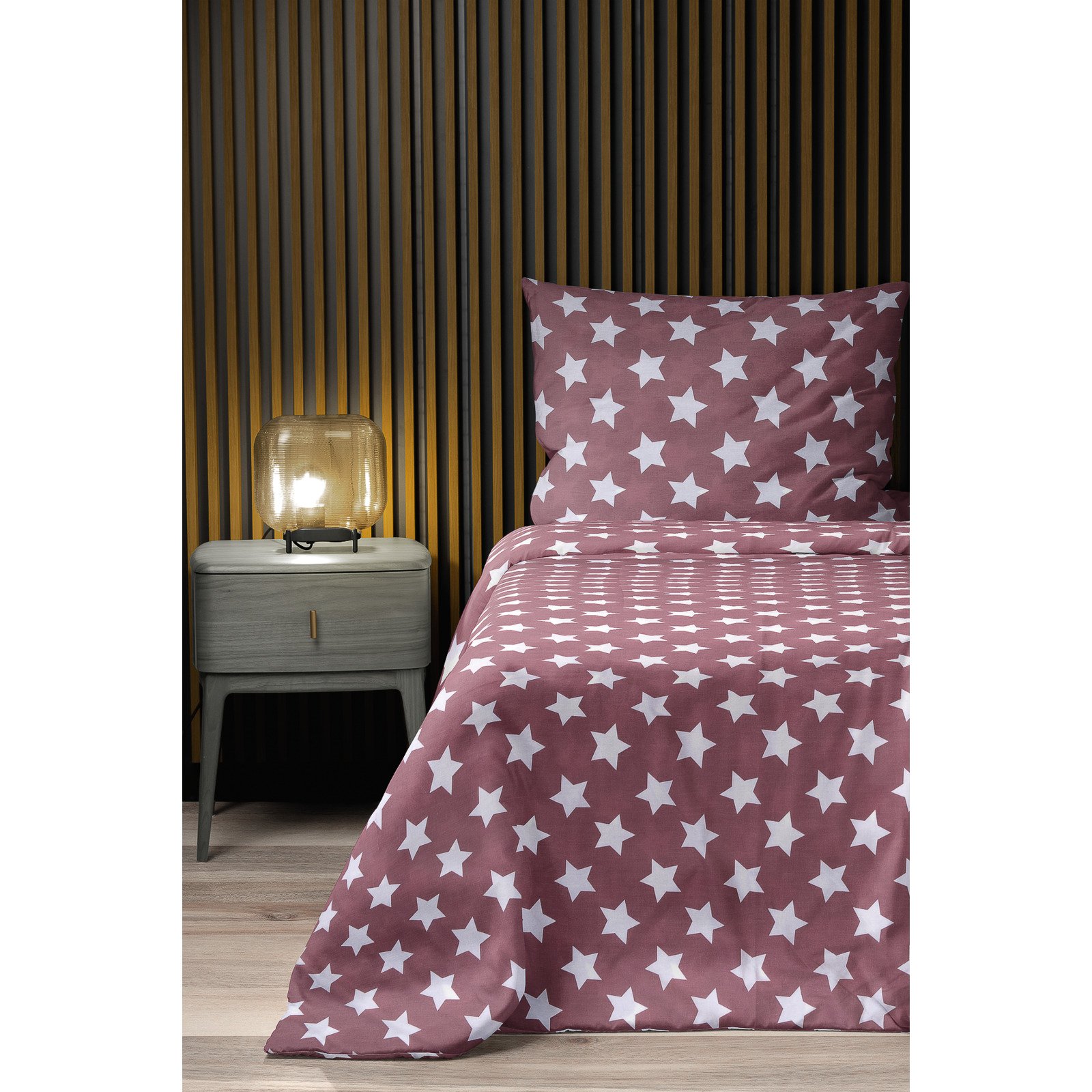 Bettwäsche Renforcé Sterne rosa 160x210 65x100 Bettanzug Nord