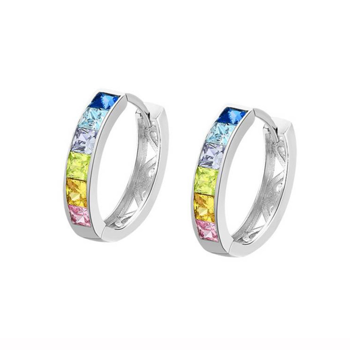 Boucles d'oreilles créoles Lotus Silverpierres multicolores
