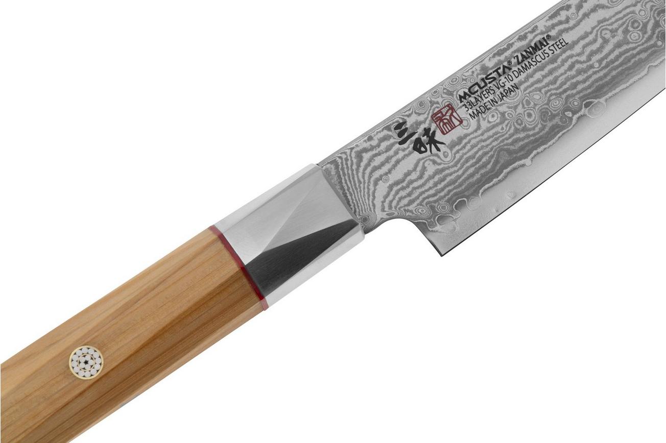 Mcusta Zanmai Petty ZBX2-3002DS, 33-Layer Damascus/VG10, Hinoki Handle, Knivesandtools Exclusive, officemes, 15 cm