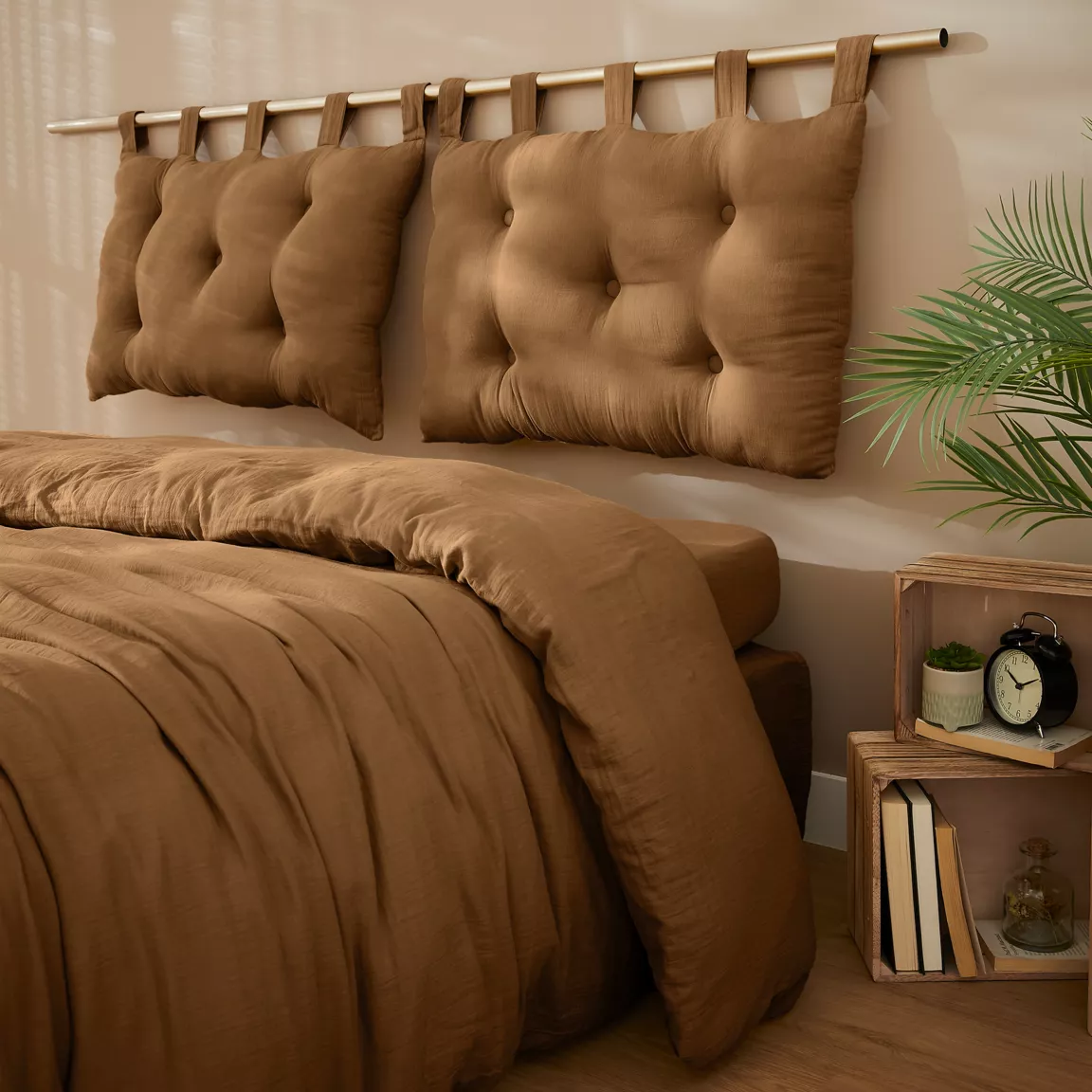 Tête de lit coussin gaze de coton (80 x 50 cm) Gaïa Camel