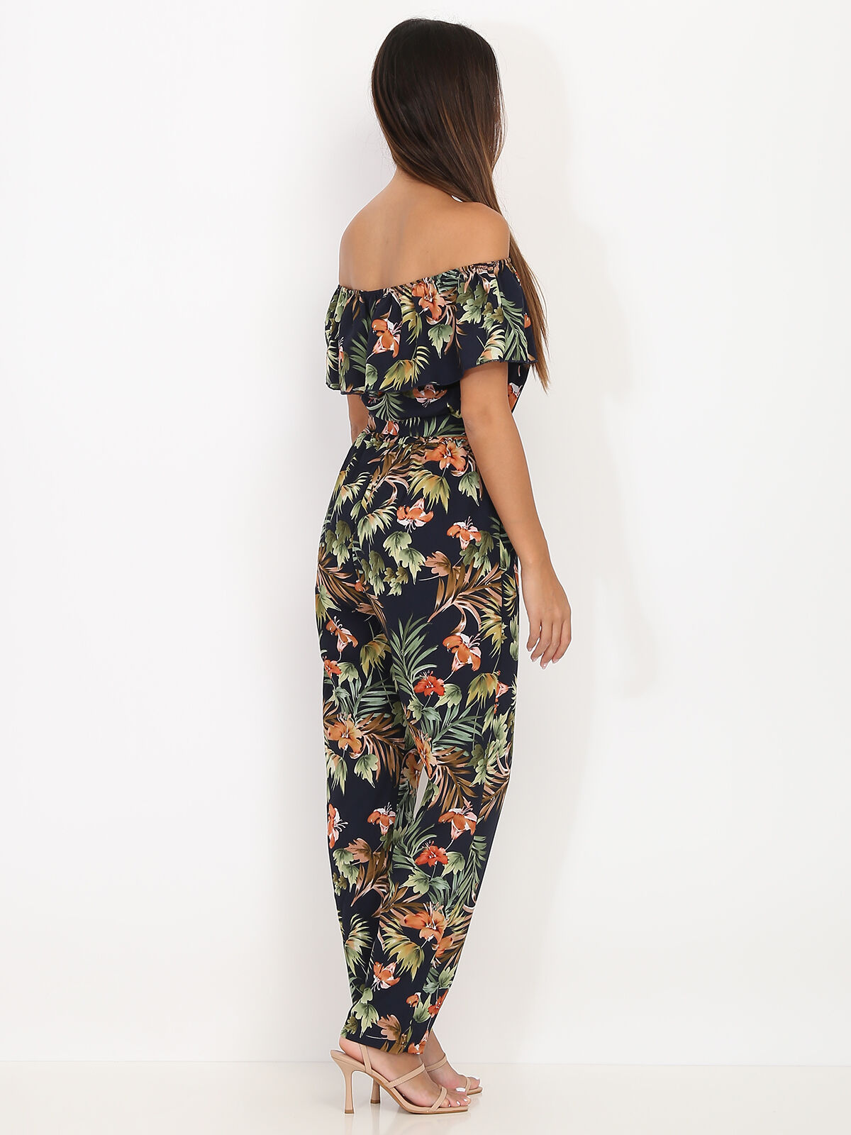 Combinaison pantalon à imprimé fleuri- Bleu