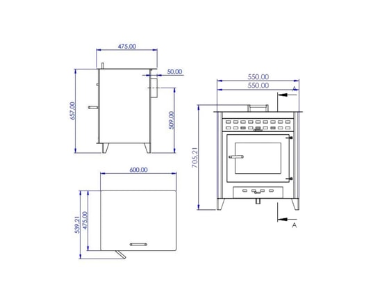 INTERSTOVES - Poêle à bois noa 9 | bûches 50cm - noir