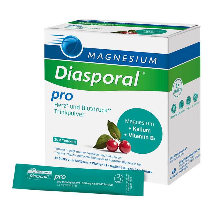 Magnesium Diasporal pro Herz und Blutdruck Pulver, 30 St
