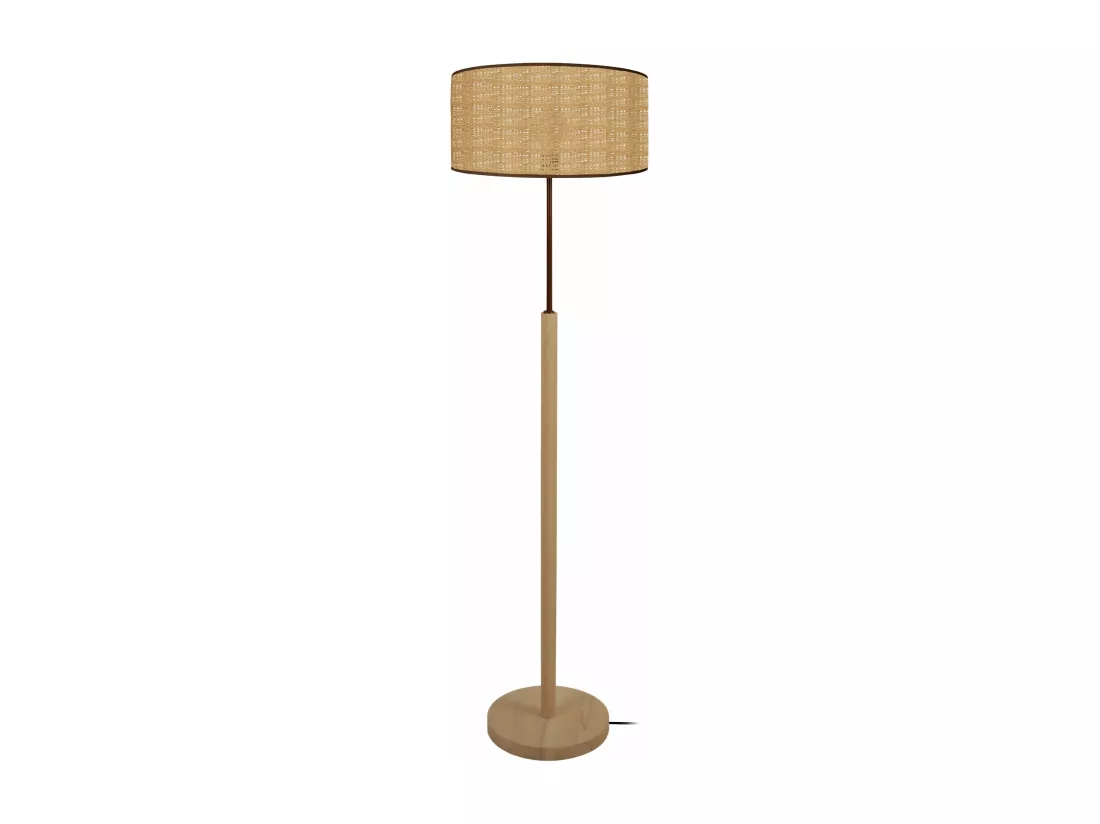 Lampadaire droit bois naturel,jaune 163 cm.