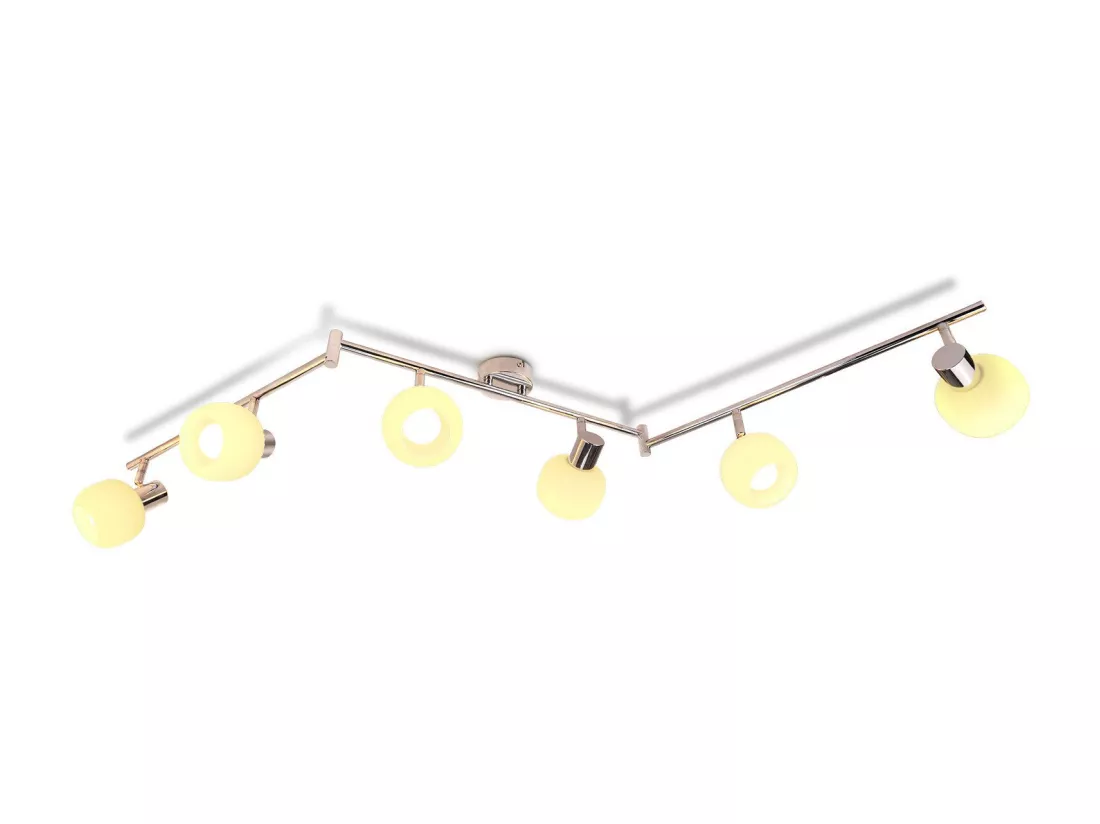 NETTLIFE Spot de plafond blanc E14 plafonnier 6 ampoules intérieur abat-jour en verre spot orientable