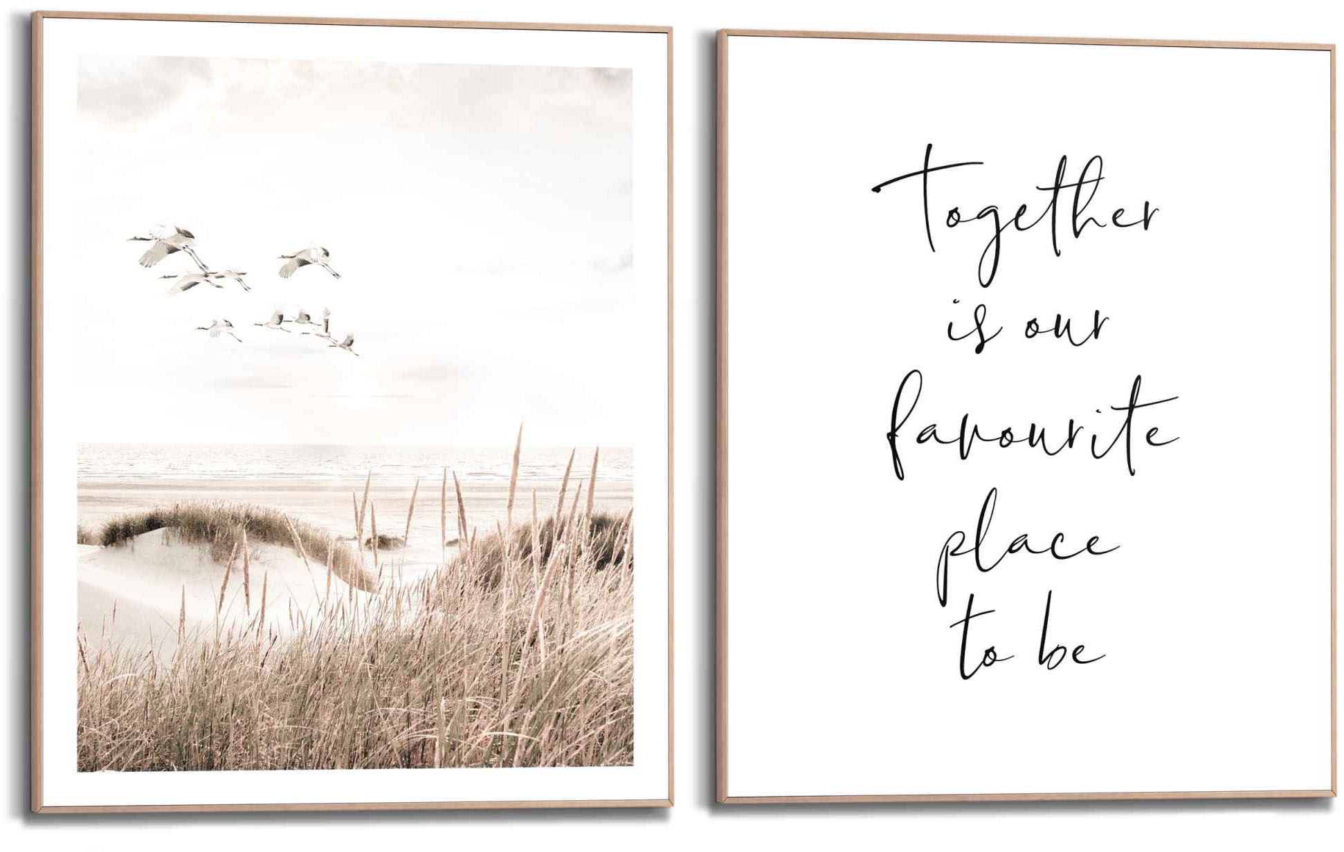 Reinders! Wandbild »Kraniche  Freiheit - Strand - Dünen - Liebe - Familien - Zusammen« 2 Stk. tlg.