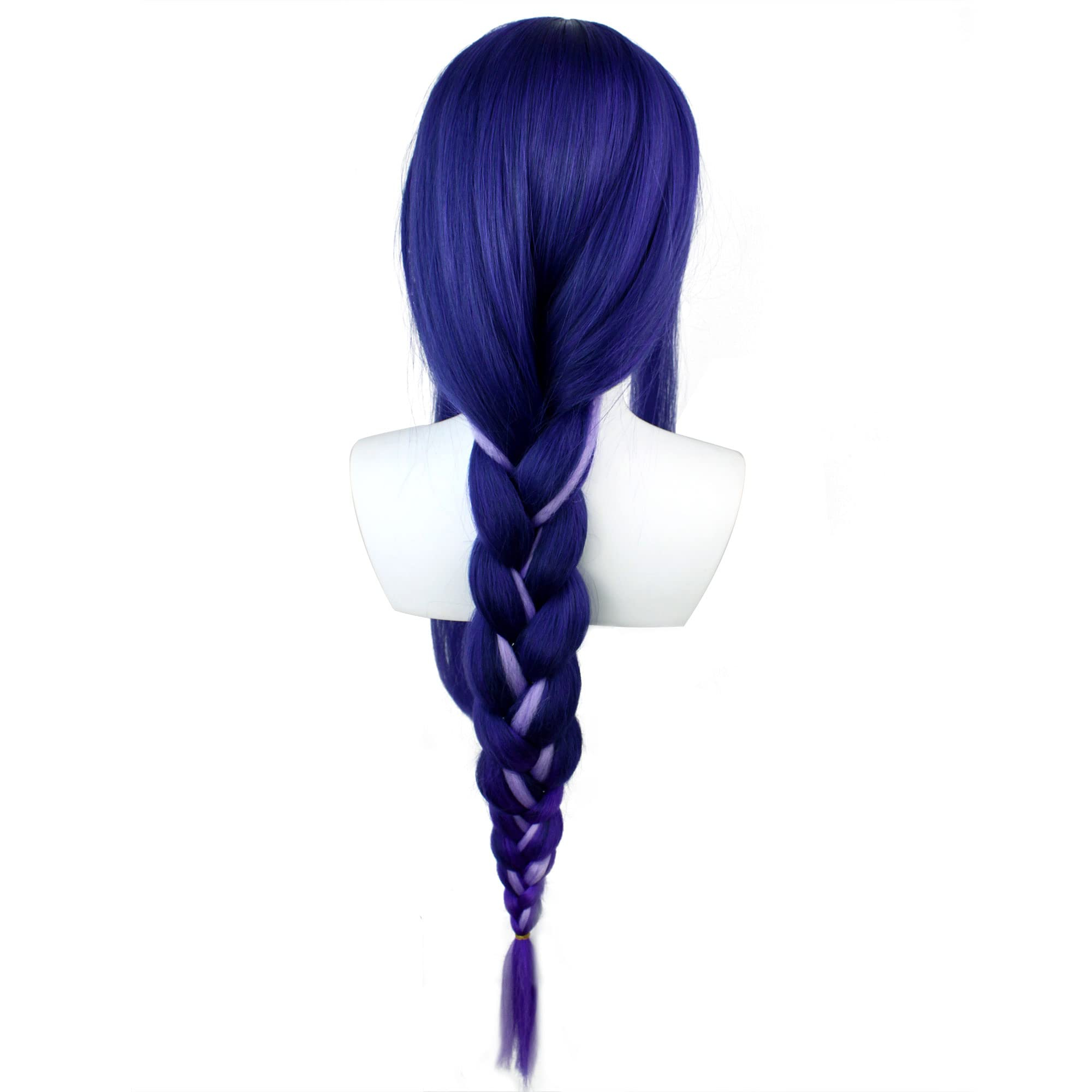 (87cm) Anime Cosplay Perücke mit Zopf Raiden Shogun Fasnacht Kostüm Zubehör Motto Party / Halloween Accessoire inkl. Haarnetz - Violett