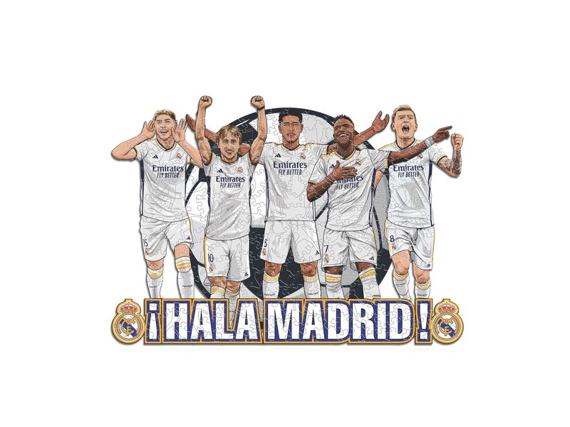 Iconic Puzzle Real Madrid CF - 5 Spieler Offizielles Holzpuzzle, Grösse M