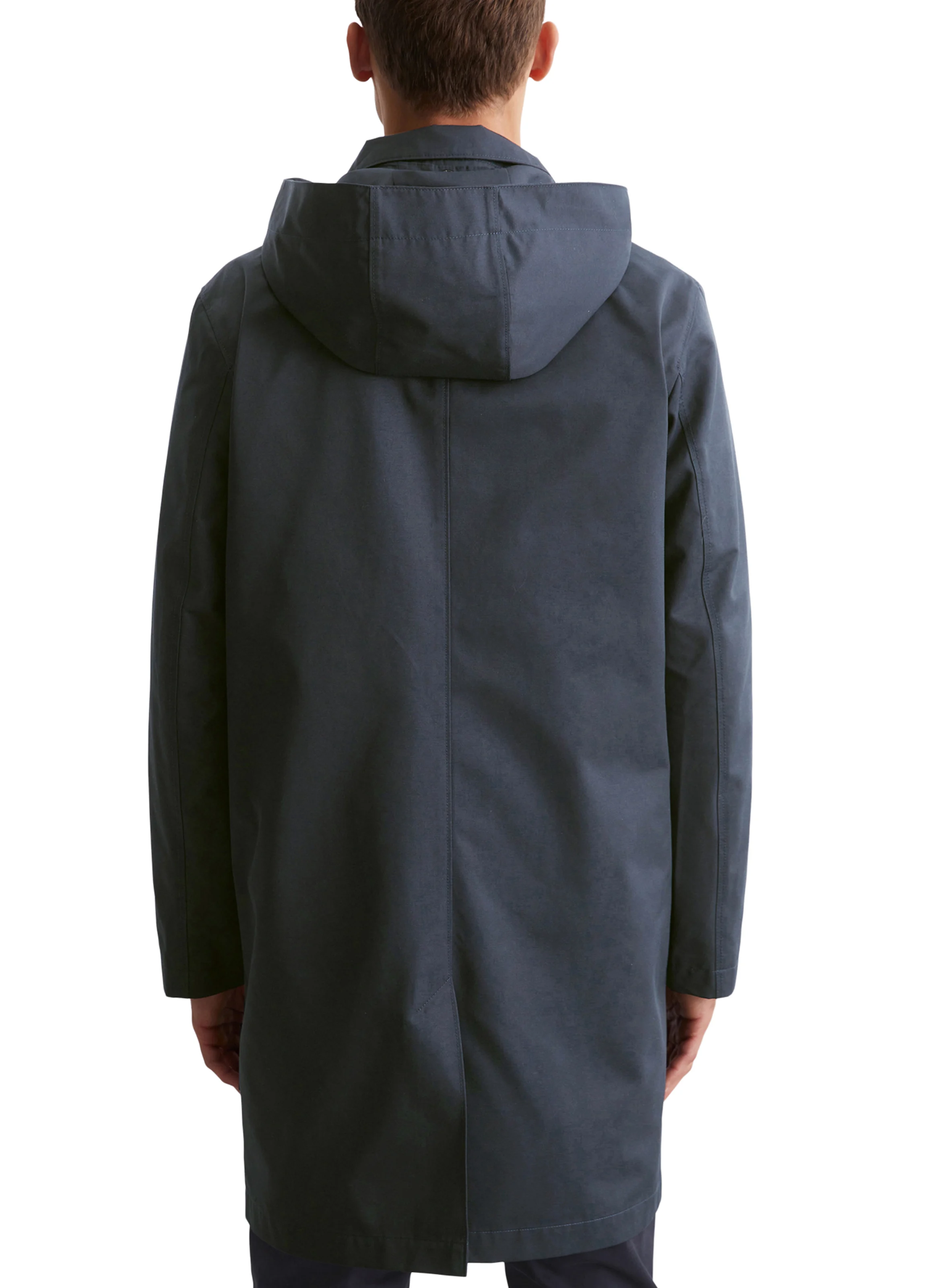Manteau boutonné à capuche amovible | Bleu