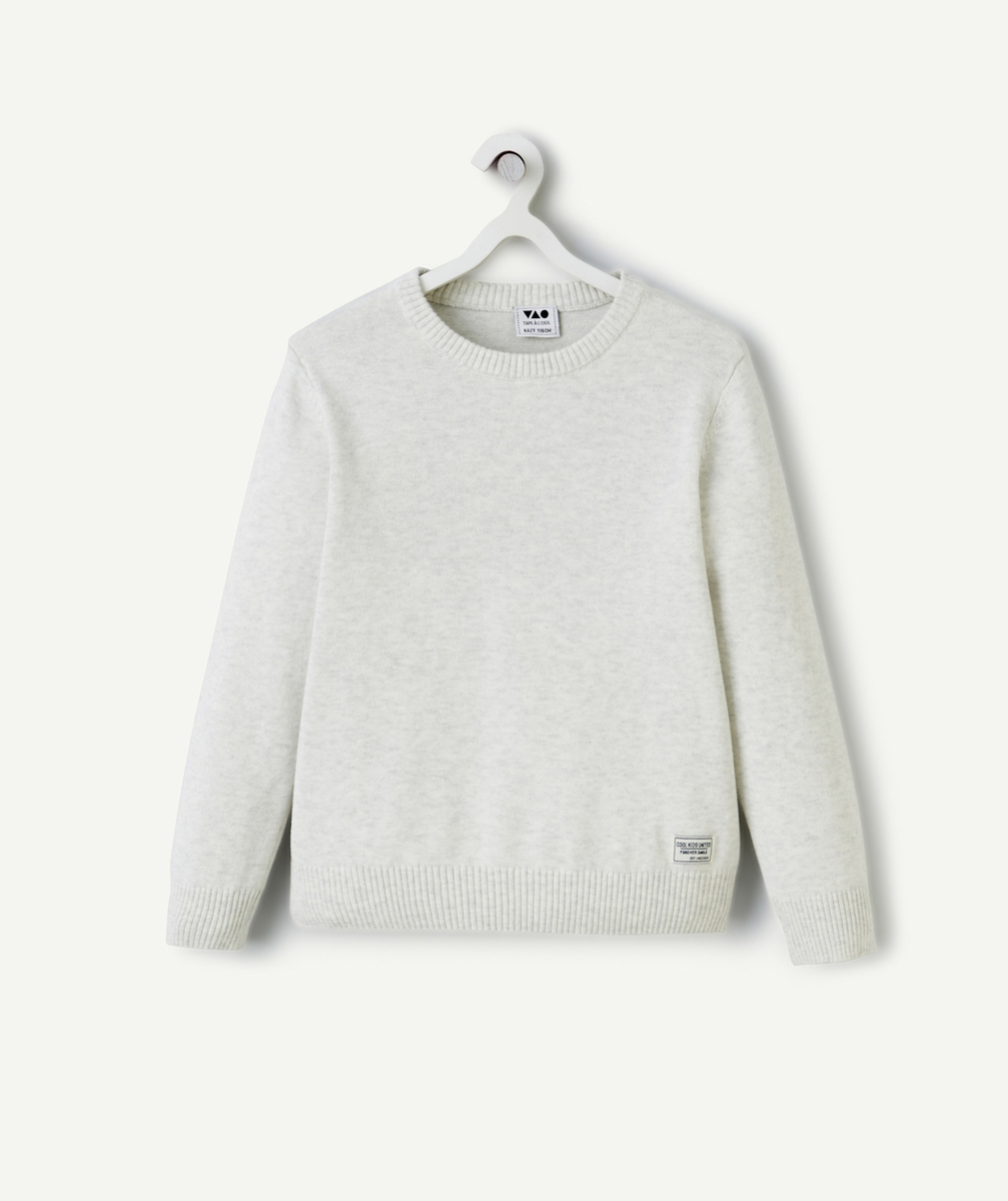 PULL MANCHES LONGUES GARÇON GRIS CHINÉ