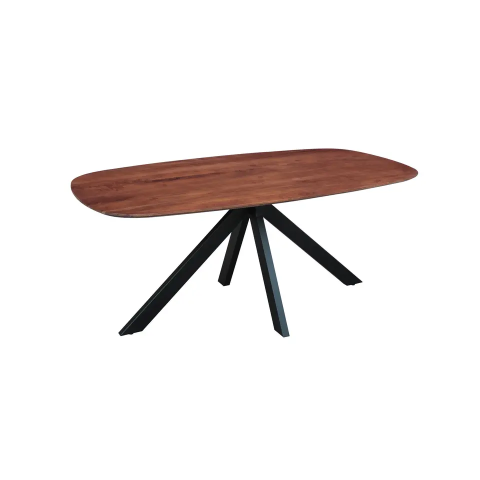 Eettafel deens ovaal Paris walnoot finish 180x100 cm - Hout - Bruin