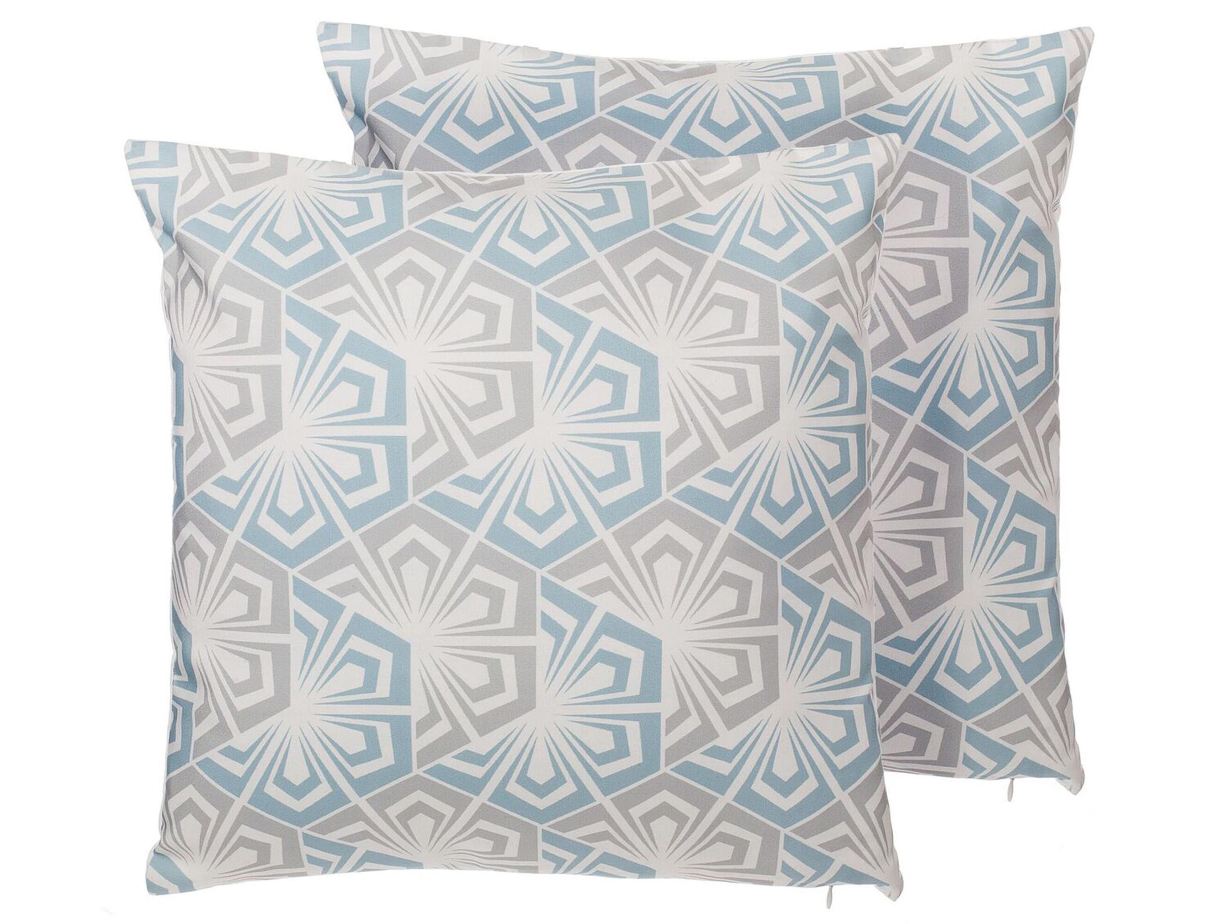 Set van 2 sierkussens PRIMROSE 45 x 45 cm Lichtblauw ikat