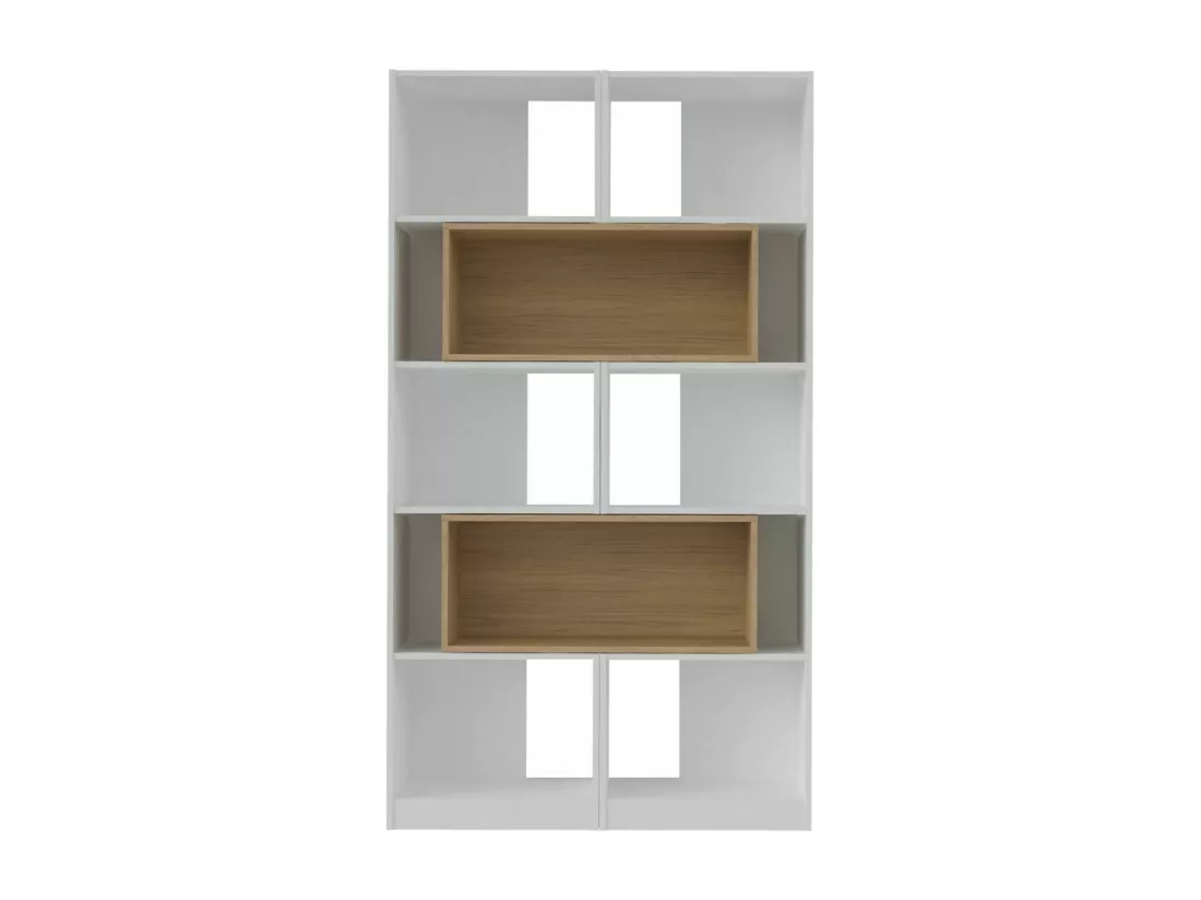 Etagère bibliothèque modulable Rubeus panneaux de fibres blanc et bois RUBEUS