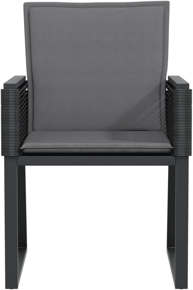 Gartenstühle mit Kissen 2 STK. Schwarz Poly Rattan PE Geflecht Stahlrahmen Bequem Langlebig Wetterfest
