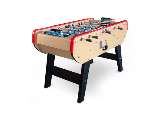 Baby-foot Olympic avec Monnayeur intégré, Barres Télescopiques et 10 Balles en Liège 149,5 x 77 x 95 cm - Bois Clair