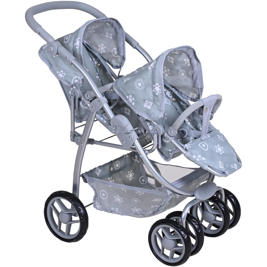 knorr toys® Zwillingspuppenwagen Milo - Royal grey grau