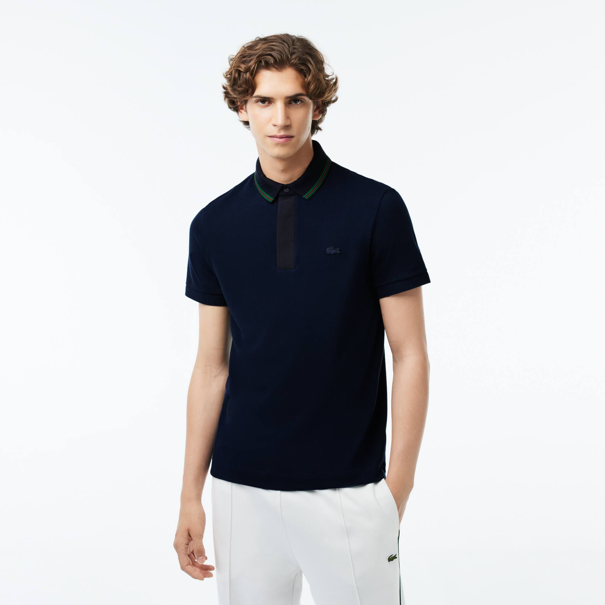 Paris Polohemd mit Kontrast-Kragen Kurze Ärmel - Blau - Lacoste - Herren