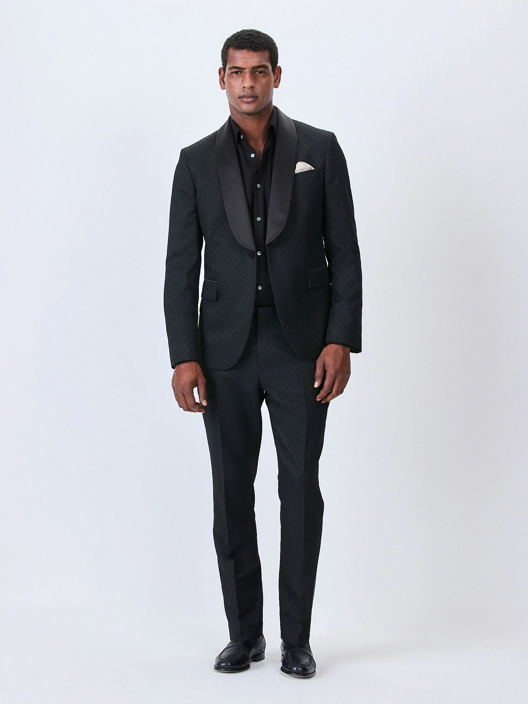 Zwart - Slim Fit Jacquard Suit Trousers