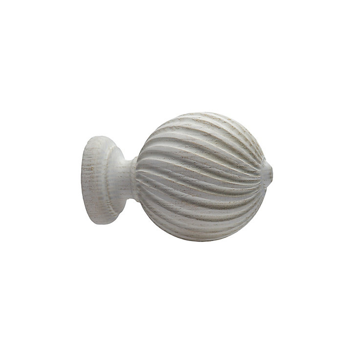 Embout boule décapée pour barre à rideau GoodHome 28 mm Chalki blanc