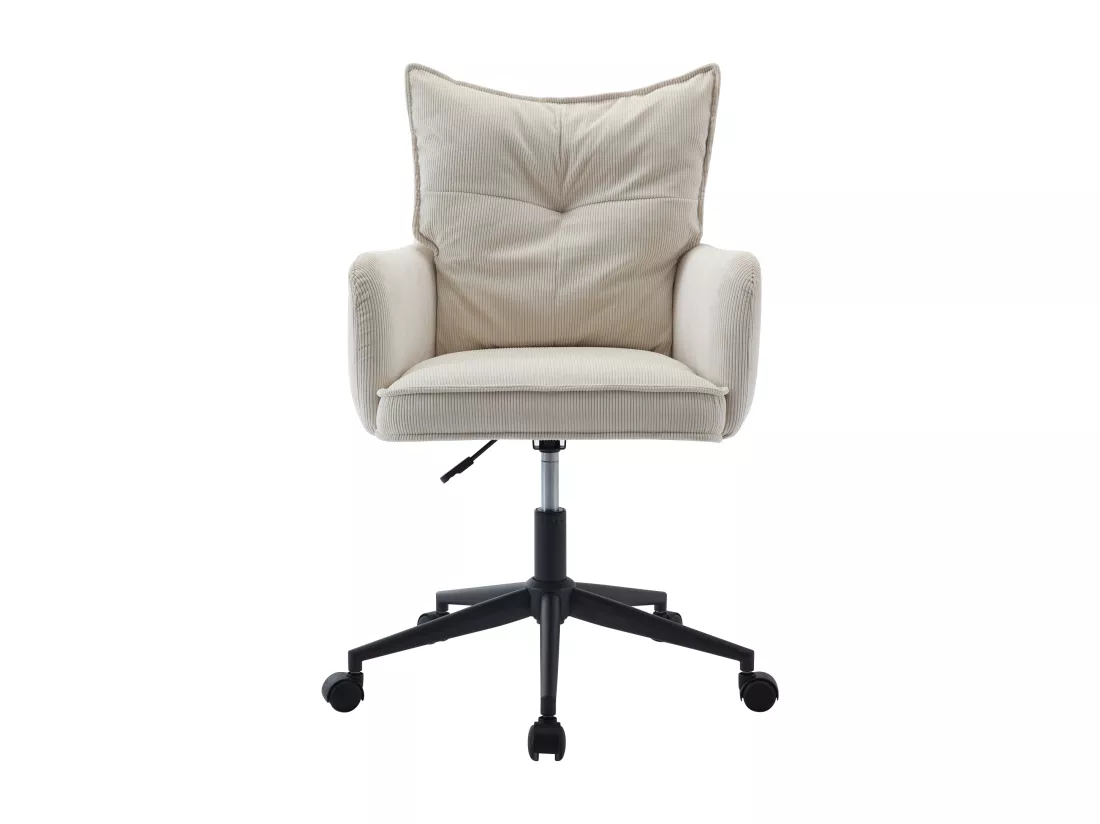 Chaise de bureau - Velours côtelé - Crème et noir - Hauteur réglable - BATARU de Pascal Morabito