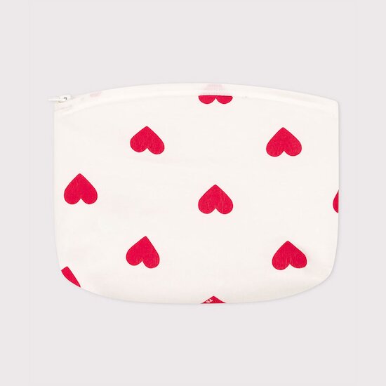 Pochette cœurs   Blanc Marshmallow / Rouge Terkuit        de               Petit Bateau