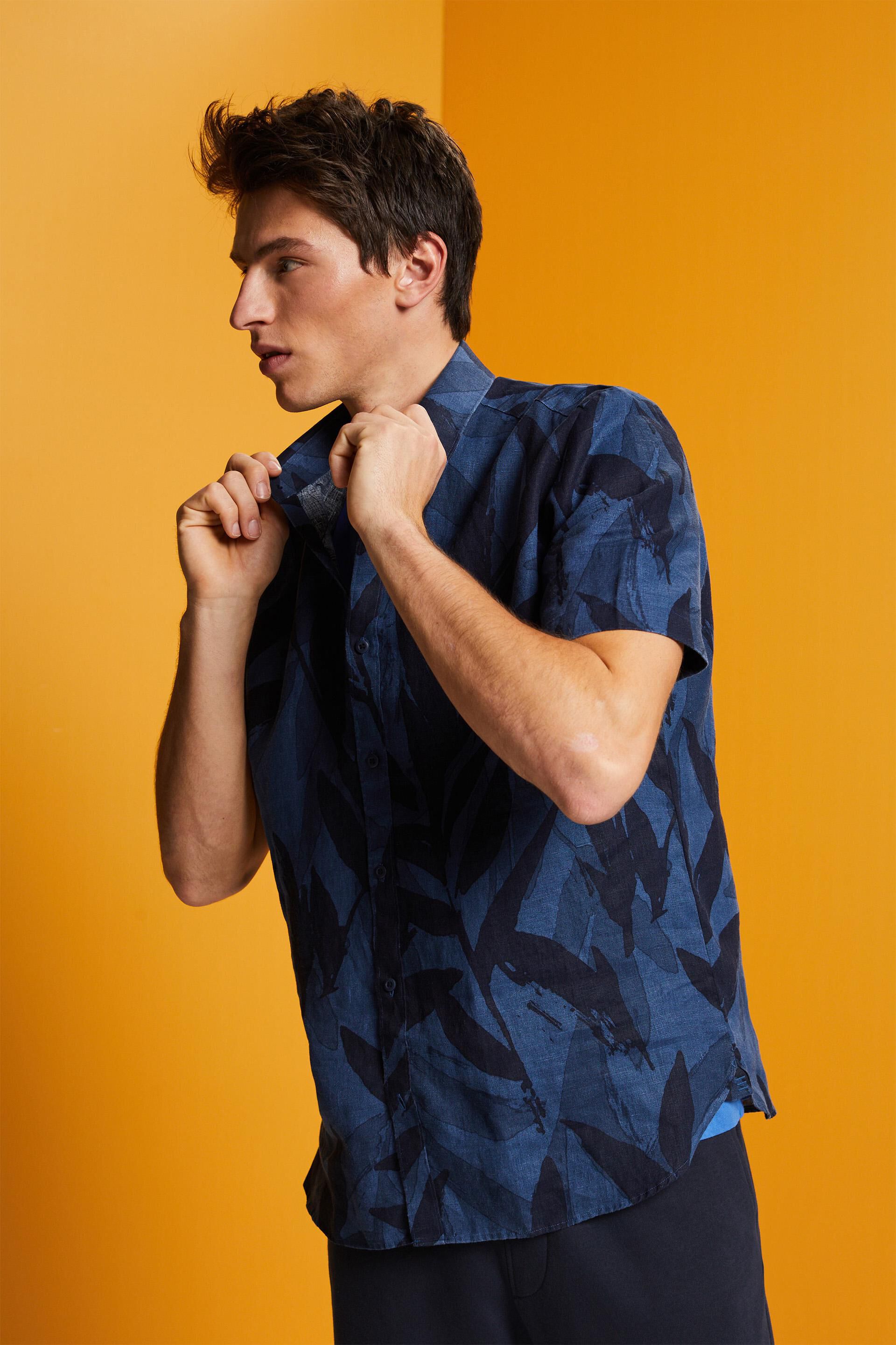 Chemise à manches courtes animée d’un motif, 100 % coton