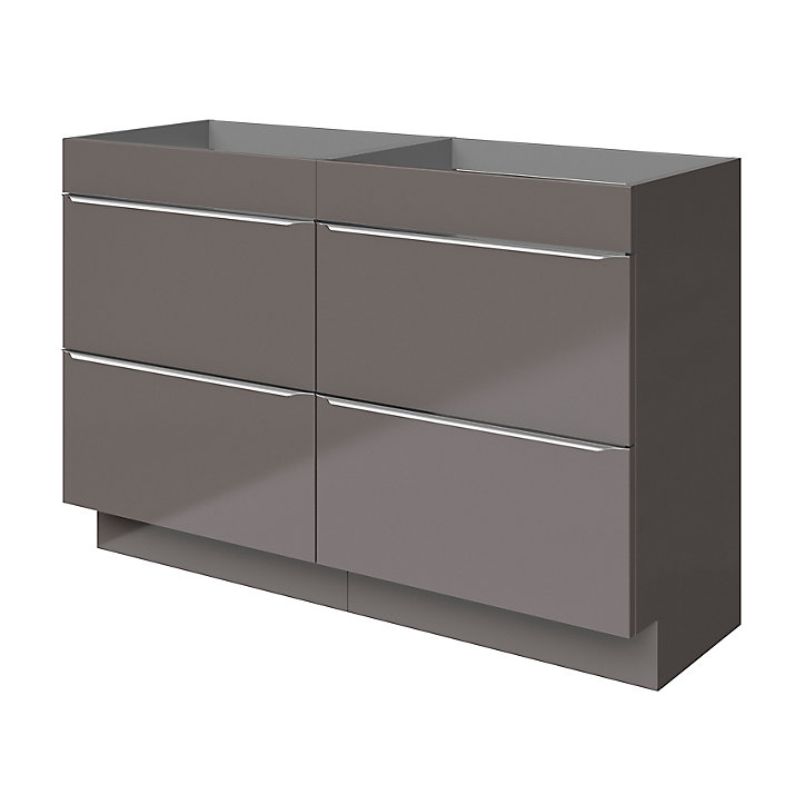 Meuble sous vasque à poser GoodHome Imandra gris taupe brillant L. 120 x H. 82 x P. 45 cm