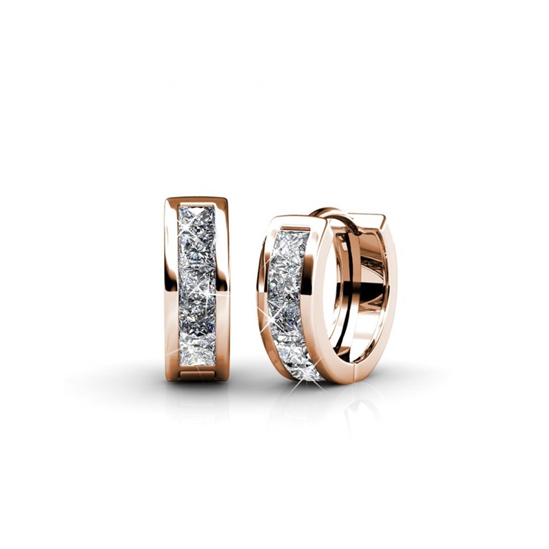 Parure et Coffret Square Hoop - Or Rosé et Cristal