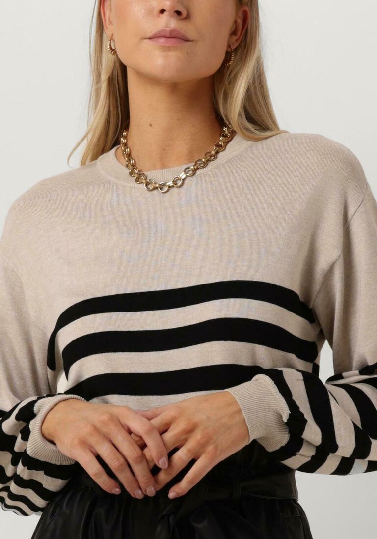 MINUS beige minus trui perla striped knit pullover