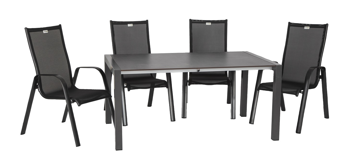 5-teiliges Gartenmöbel-Set - nero-anthrazit - Aluminium