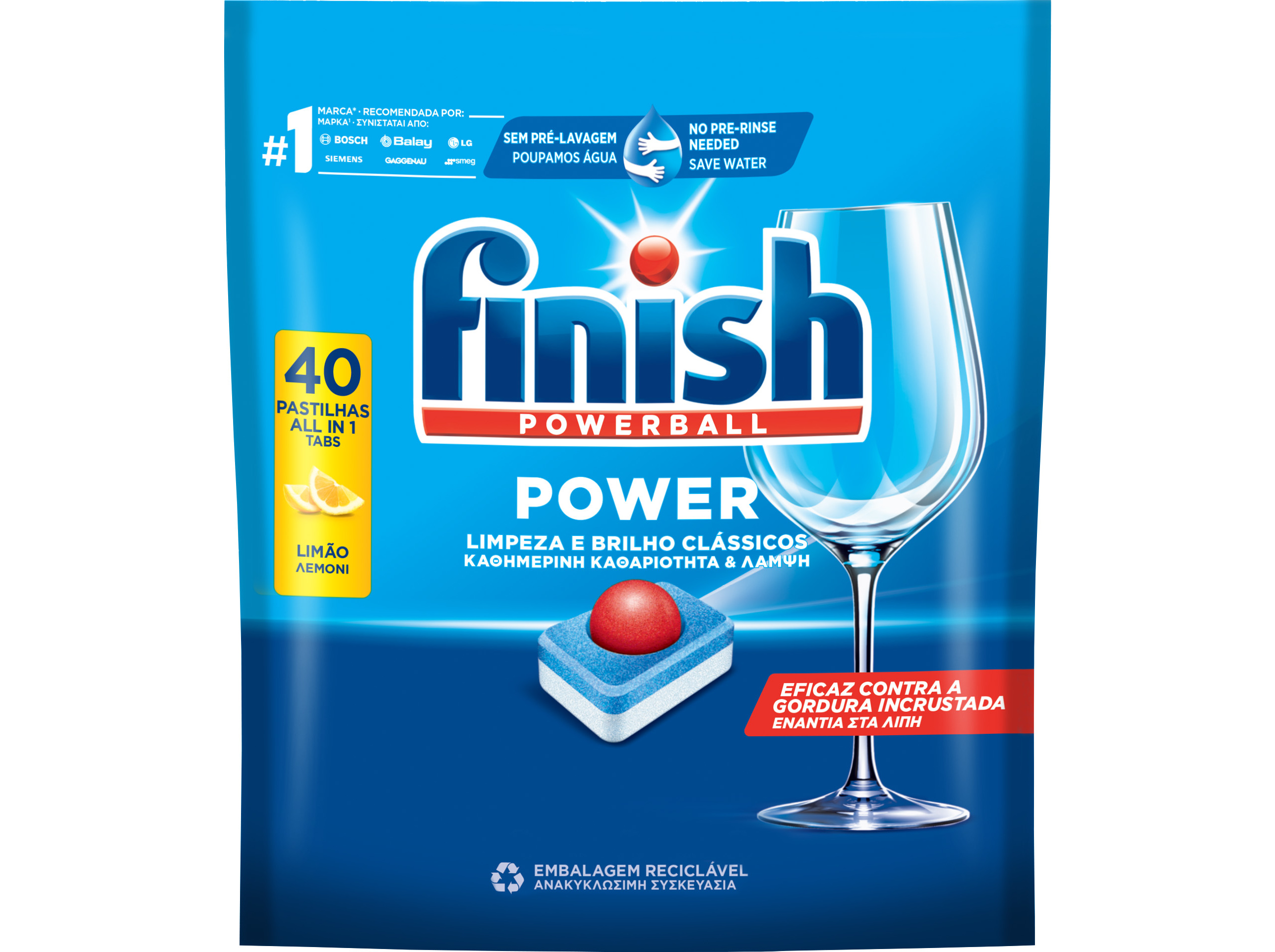 DETERGENTE LOIÇA MÁQUINA FINISH POWER LIMÃO 40PASTILHAS