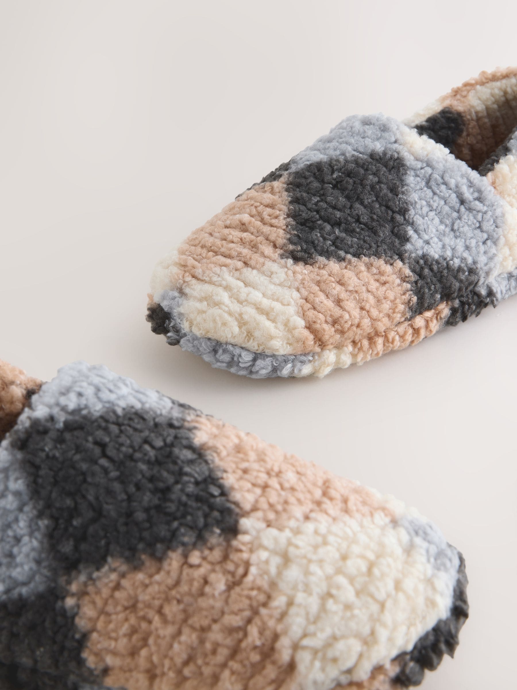 Grijs Argyle - Shoot pantoffels met borgvoering