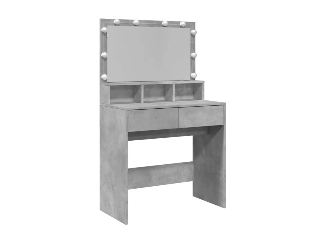 Coiffeuse avec LED gris béton 80x41x134,5 cm