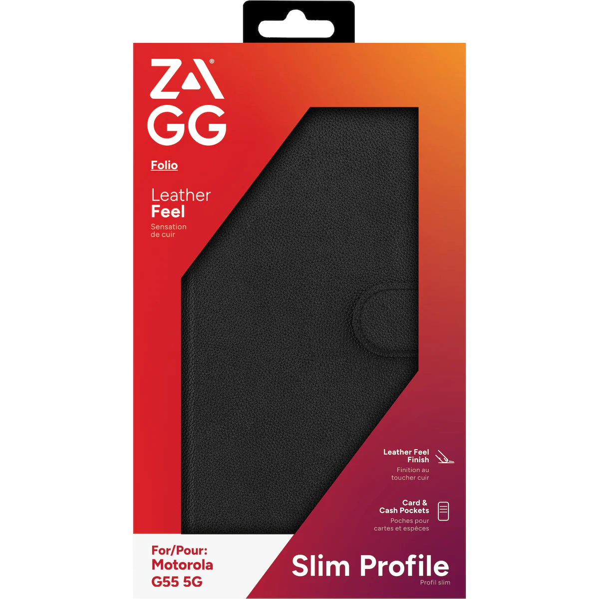 Zagg Motorola G55 5G lommebokdeksel (sort)