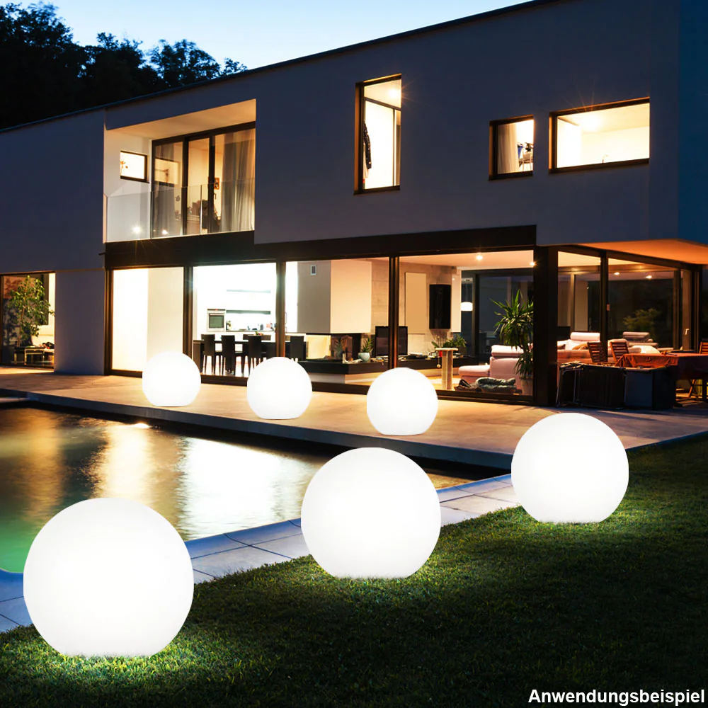 3er Set LED Außen Solarleuchten, Kugel weiß, 15 und 25 cm