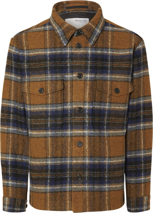 Selected Homme SLHARCHIVE OVERSHIRT NOOS Wood thrush/white/blue
