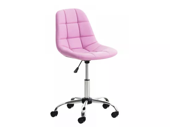 Chaise de bureau - Similicuir & Métal chromé - Rose - Emil