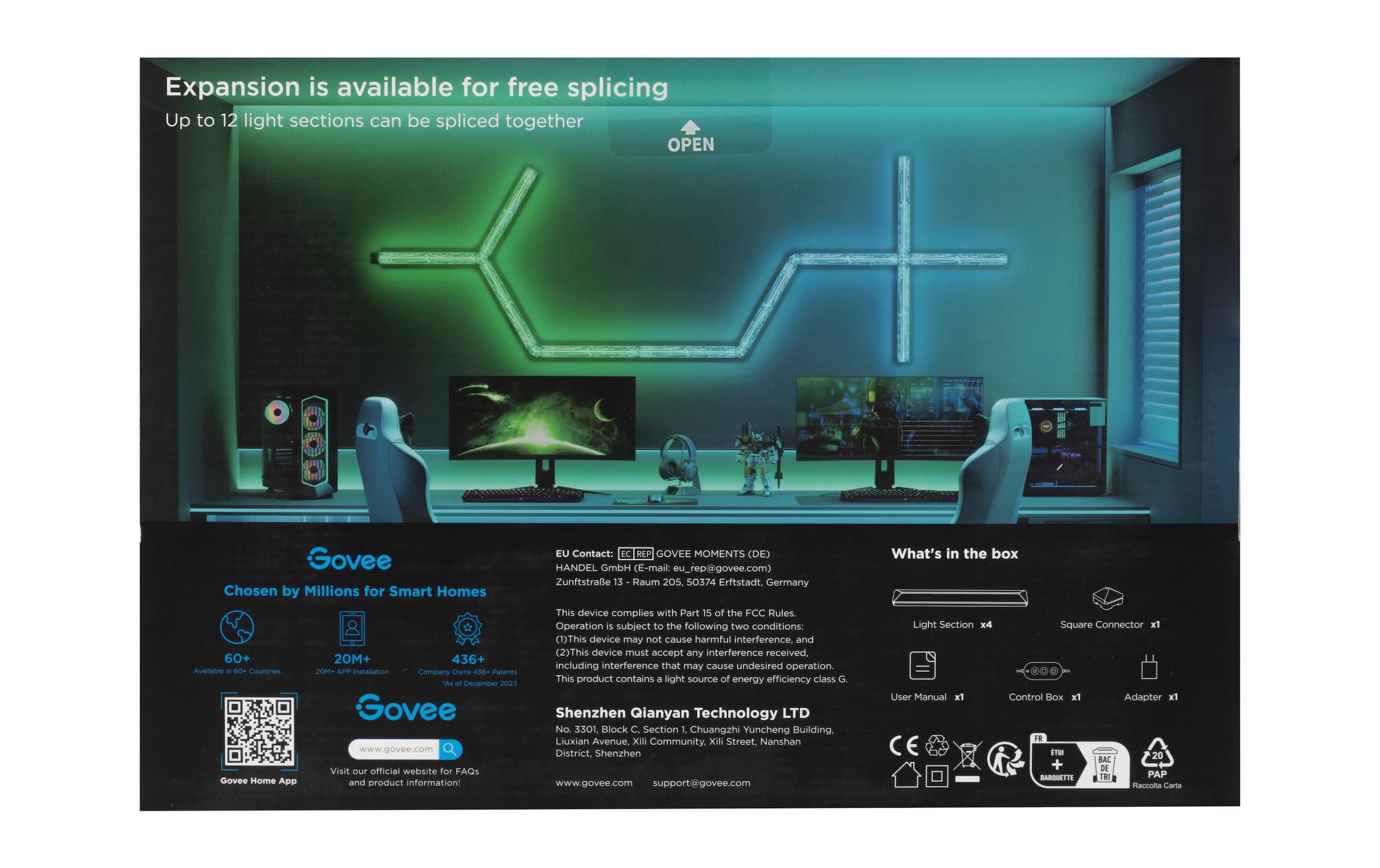 Govee LED Wandleuchte »RGBIC WiFi + BT + Matter« Farbwechsler