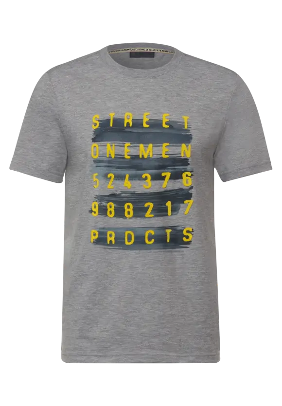 T-Shirt mit Wordingprint - silver grey melange