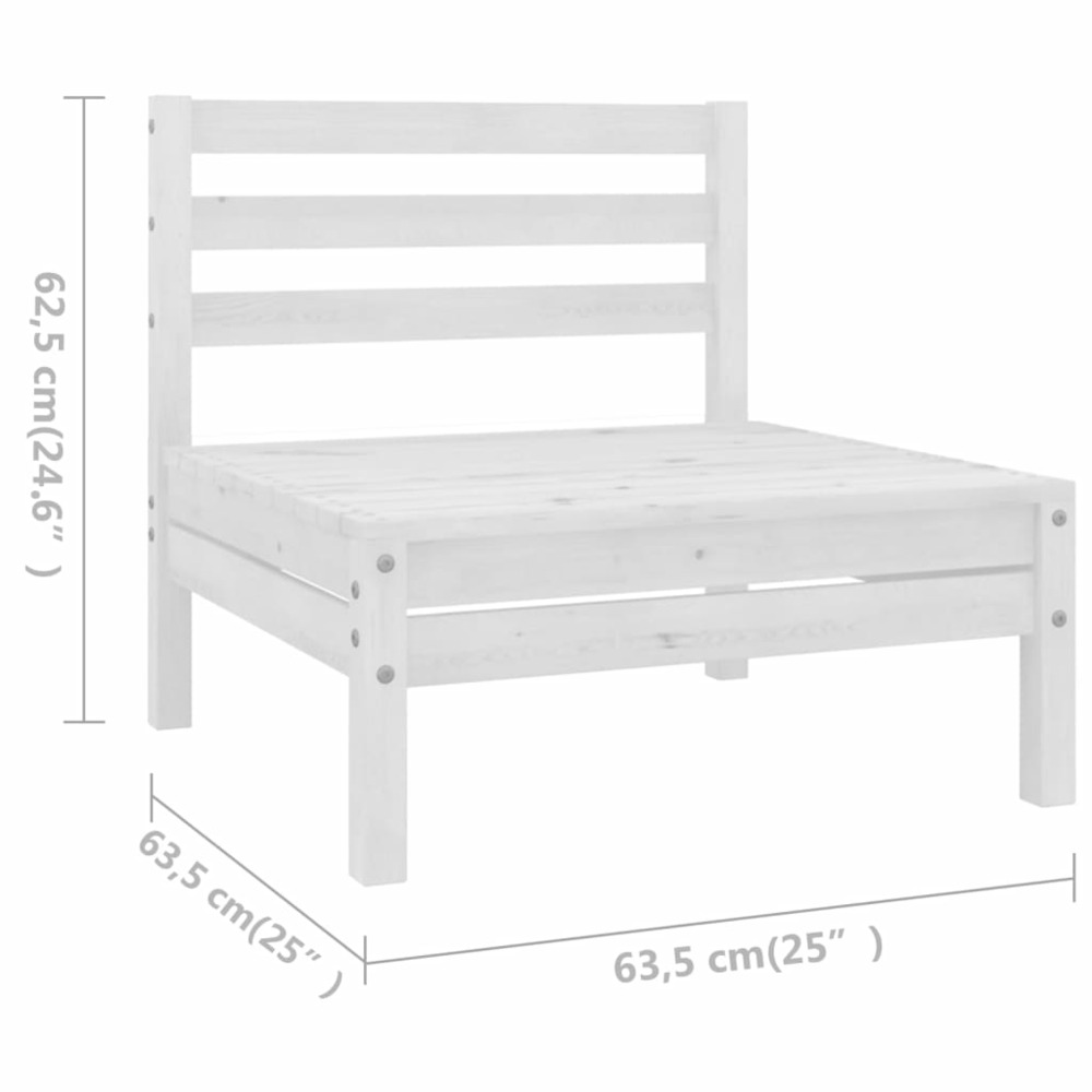 Salon de jardin meuble d'extérieur ensemble de mobilier 6 pièces bois de pin massif blanc